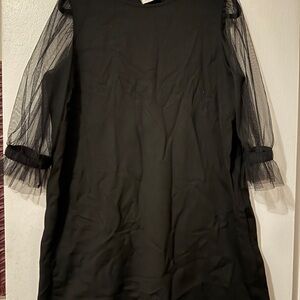 Marcella Bellerose Black Dress with Sheer Sleeves